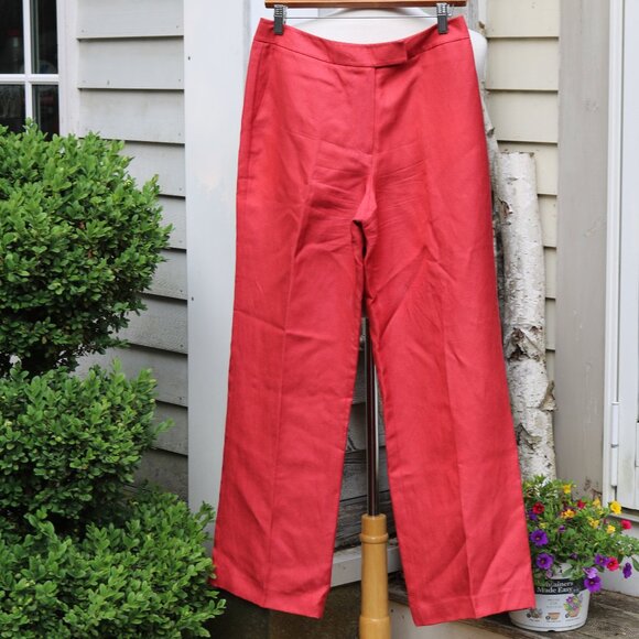 Vintage Talbots Petite Nantucket Red Silk Linen High Rise Classic Trouser Pants - Picture 1 of 4